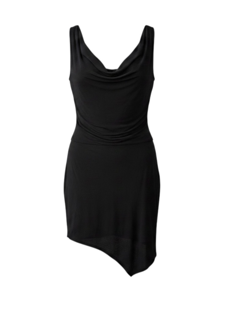 Tracy Reese Black Flowy Mini Dress Sleeveless V Neck Asymmetrical Size Large LBD